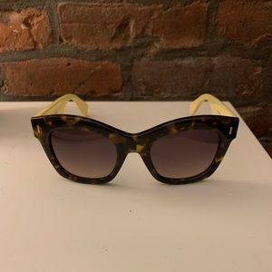 Fendi square yellow panel sides sunglasses